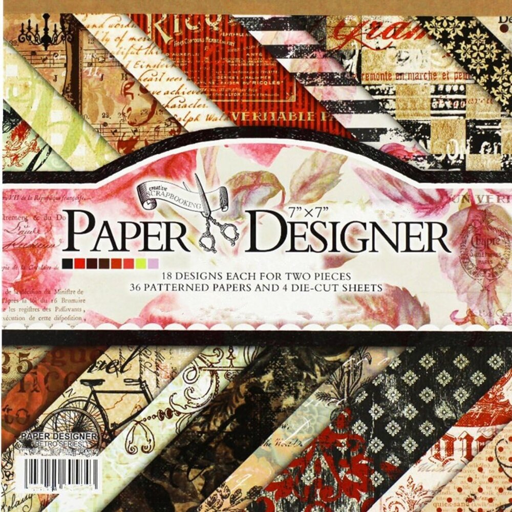 7"x7" Floral Rose Scrapbook Paper Pad, 1-Sided Vintage Flowers for Origami, Wrap